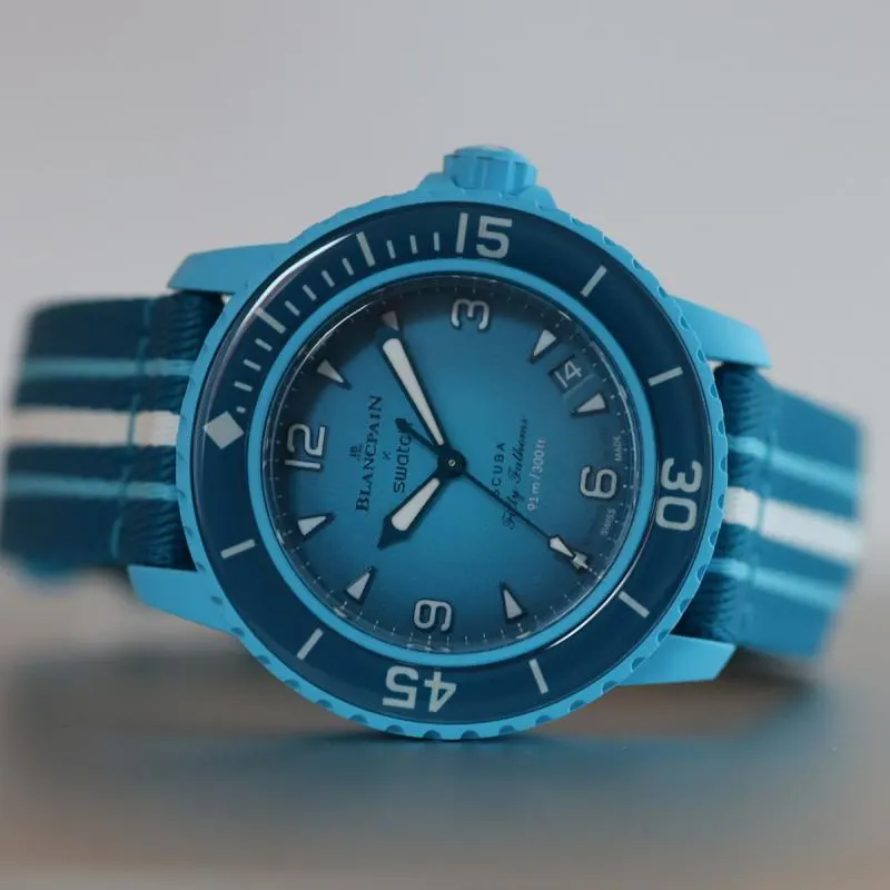 Blancpain x Swatch Fifty Fathoms “Blue Lagoon Sistem51” Men’s Watch- S035L400